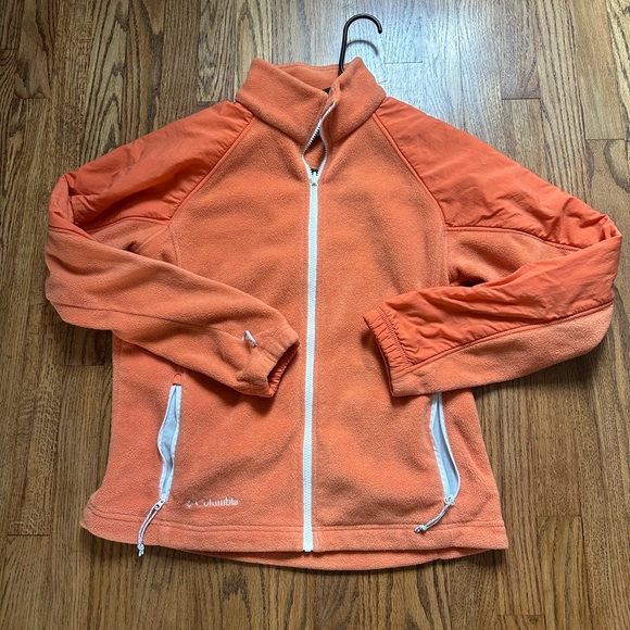 Columbia Benton Springs Orange Fleece Full Zip Jacket Drawcord Adjustable Hem - Picture 1 of 6